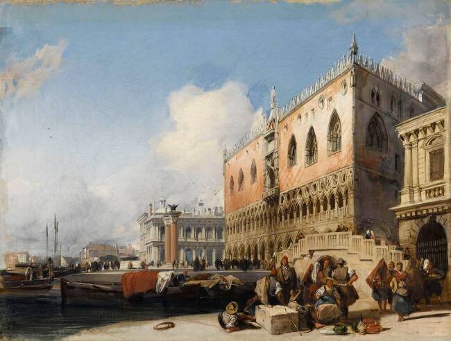 Vue de Venise, le quai des esclavons et le palais des Doges Richard Parkes Bonington
