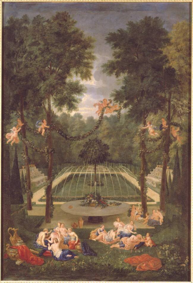 Vue du Bosquet du Marais (ou "du Chêne Vert") dans les jardins de Versailles Jean Cotelle le Jeune
