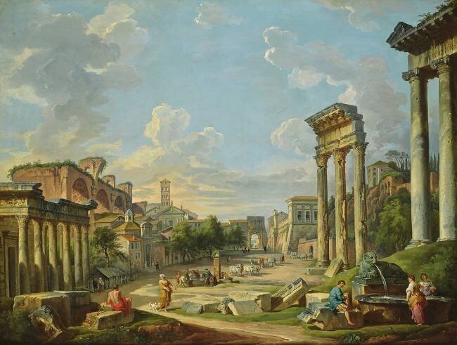 Vue du Campo Vaccino à Rome Giovanni Paolo Pannini