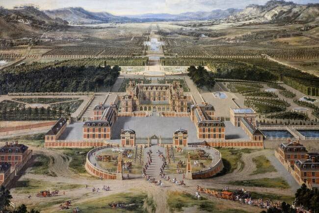 Vue du château et des jardins de Versailles, prise de l'avenue de Paris en 1668 (détail) Pierre Patel