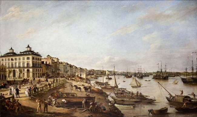 Vue d’une partie du port et des quais de Bordeaux dits des Chartrons et de Bacalan Pierre Lacour