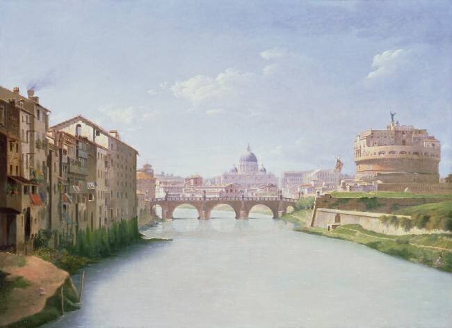 Vue sur le Ponte et Castel Sant'Angelo à Rome Christoffer Wilhelm Eckersberg