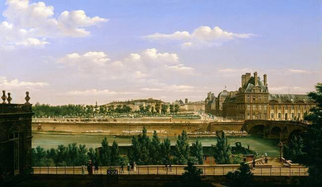 Vue sur les jardins et le palais des Tuileries depuis le quai d'Orsay Etienne Bouhot