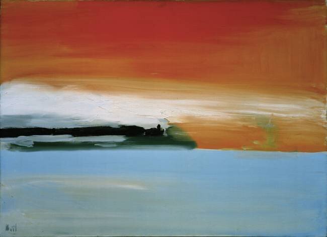 Chemin de fer au bord de la mer, soleil couchant Nicolas de Staël