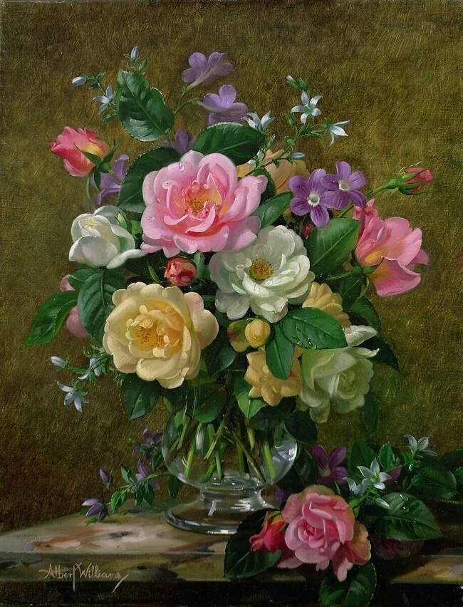 Roses dans un vase en verre Albert Williams