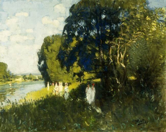 Un beau dimanche sur les rives de la Seine Pierre Eugène Montézin