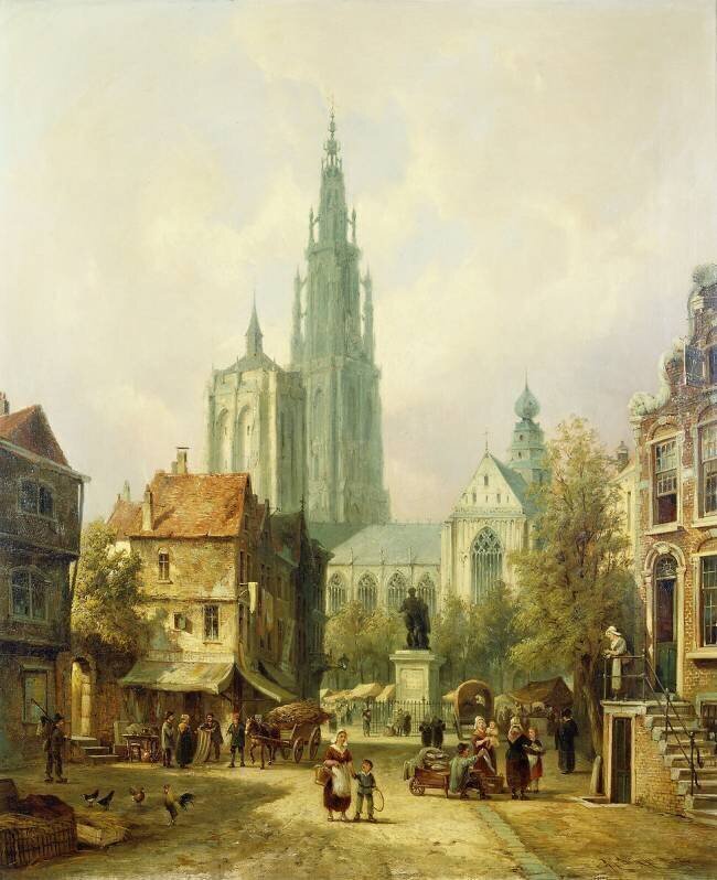 A View of Antwerp Pieter Cornelis Dommersen