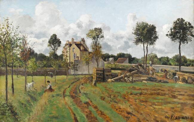 Allée de la Tour-du-Jongleur et maison de M. Musy, Louveciennes Camille Pissarro