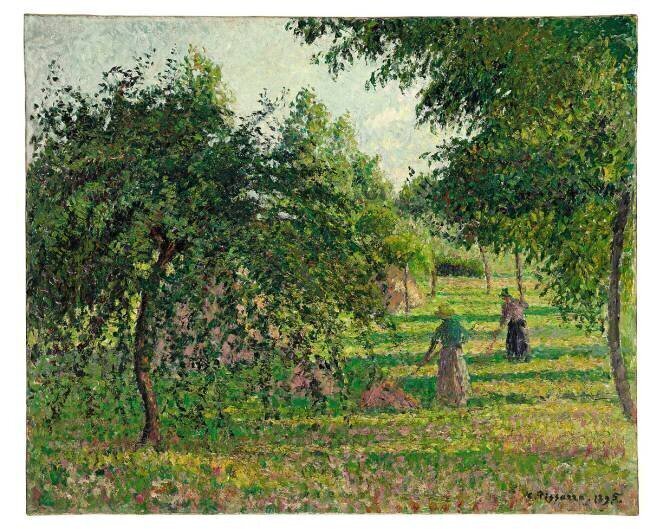 Apple Trees and Hay Makers at Eragny Camille Pissarro
