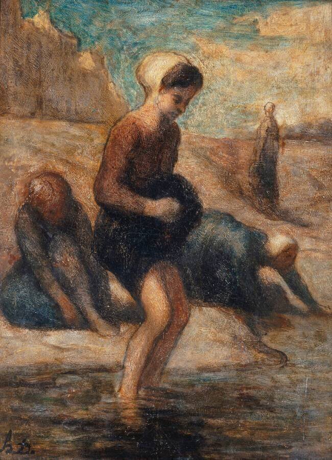 Au bord de l'eau Honoré Daumier