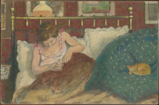 Au lit, dit aussi La femme au chat Georges Lemmen