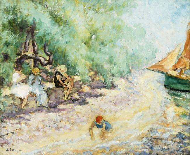 Baigneurs au bord d'une rivière Henri Lebasque