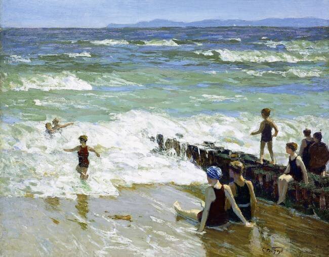 Baigneurs à Breakwater Edward Henry Potthast