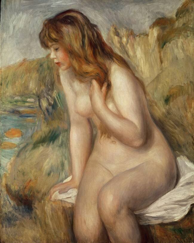 Baigneuse assise sur un rocher Auguste Renoir
