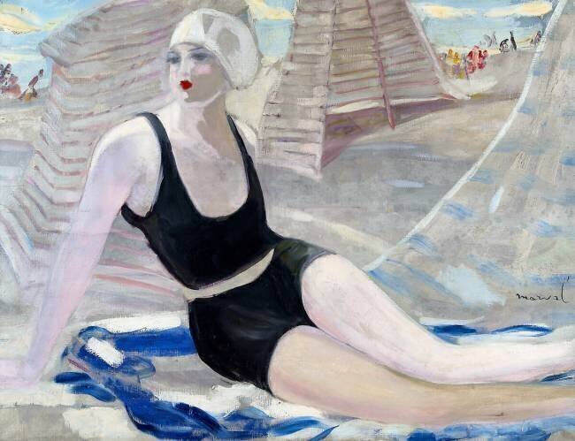 Baigneuse en maillot noir Jacqueline Marval
