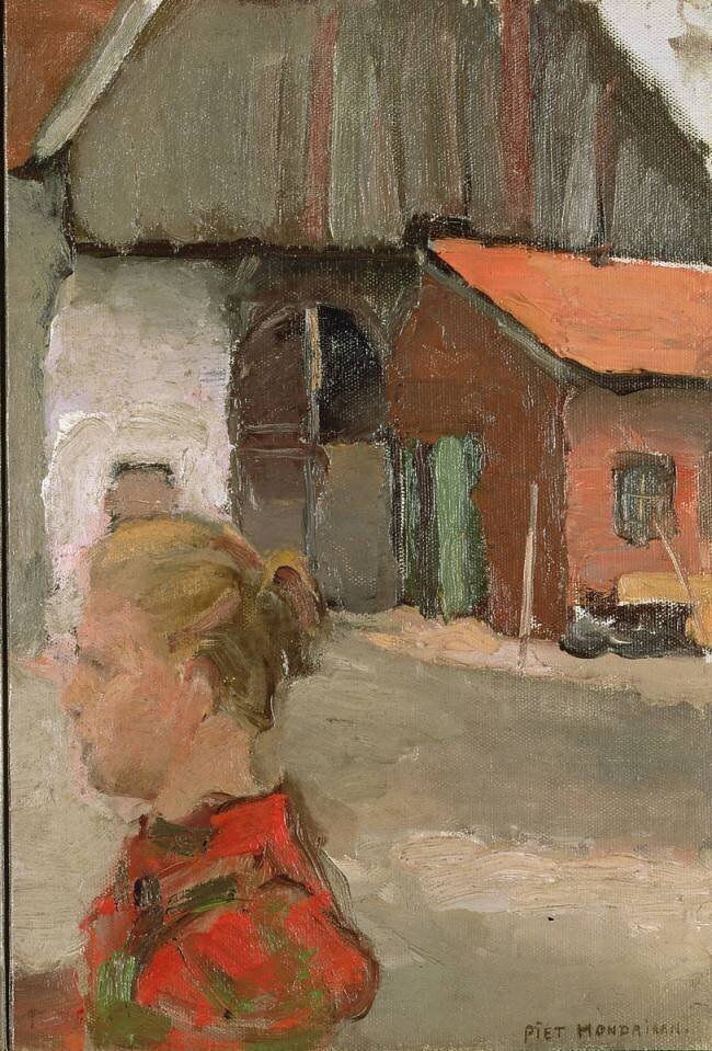 Bâtiments agricoles et figures Piet Mondrian