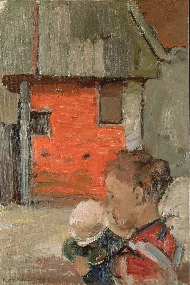 Bâtiments agricoles et figures Piet Mondrian