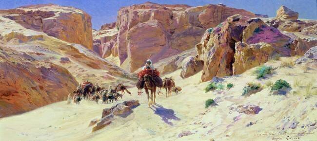 Caravane dans le Desert Eugène Alexis Girardet