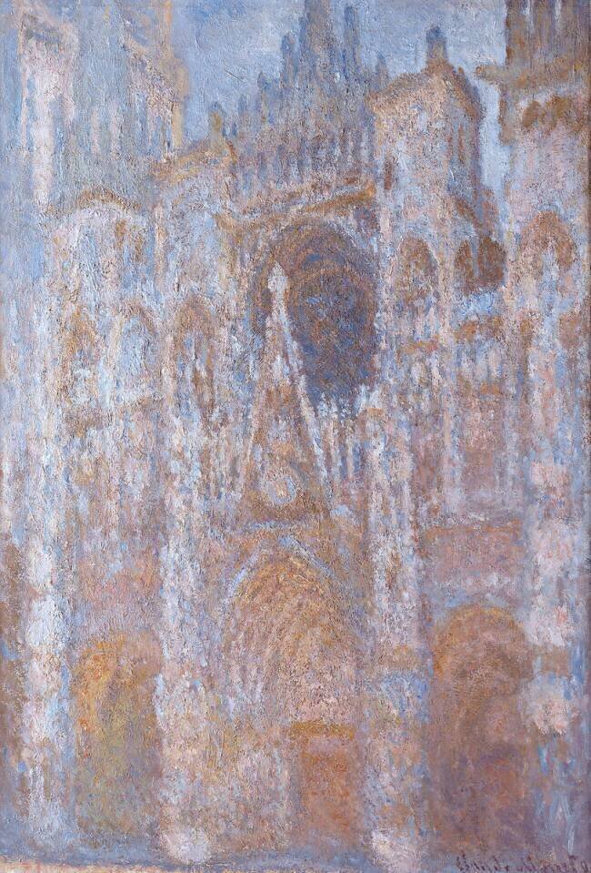 Cathédrale de Rouen, le portail, soleil matinal harmonie bleue Claude Monet