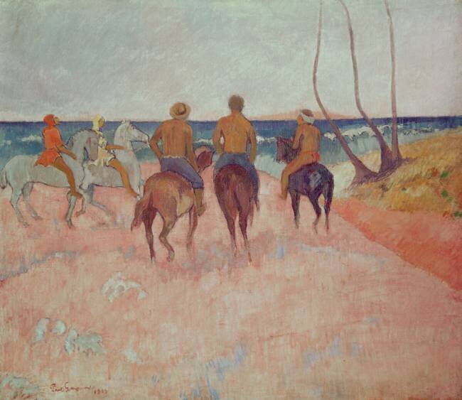 Cavalier sur la plage Paul Gauguin