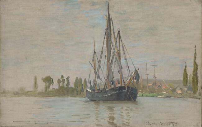 Chasse-marée à l'ancre, près de Rouen Claude Monet