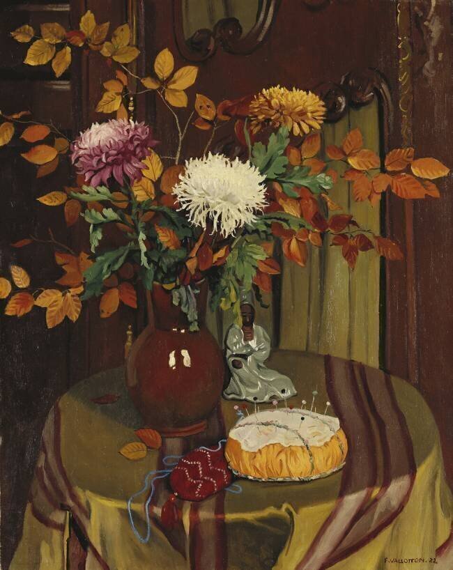 Chrysanthèmes et feuilles d'automne Félix Vallotton