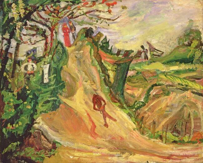 Colline avec un homme sur la route Chaïm Soutine