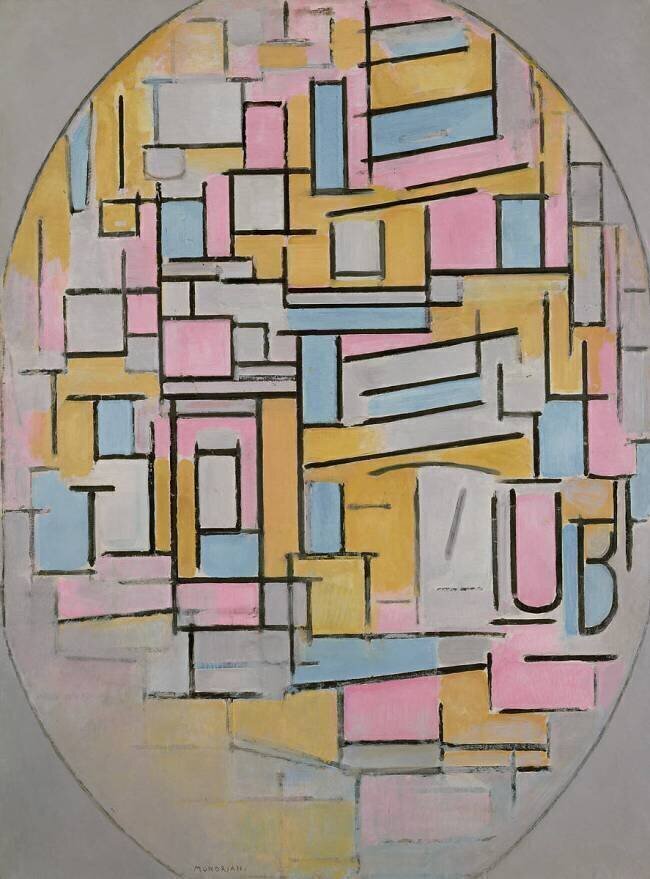 Composition en ovale aux couleurs claires 2 Piet Mondrian