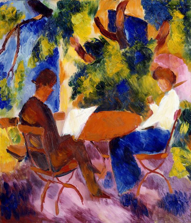 Couple à la table du jardin August Macke