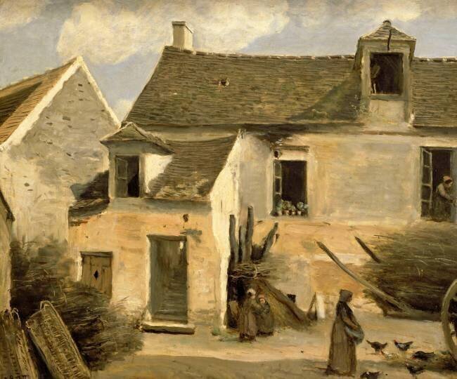 Cour d'une maison de paysans, aux environs de Paris. Jean-Baptiste Camille Corot