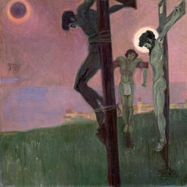 Crucifixion avec un soleil noir Egon Schiele