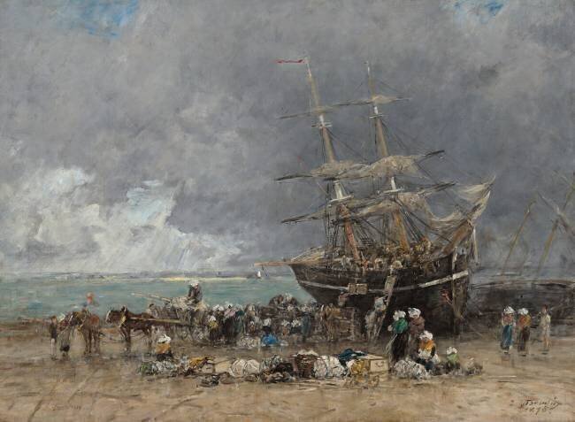 Déchargement du bateau de pêche de Terre-Neuve Eugène Boudin