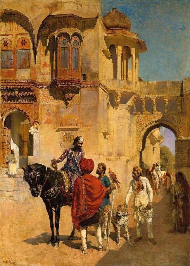 Departure for the Hunt in the Forecourt of a Palace of Jodhpore Edwin Lord Weeks