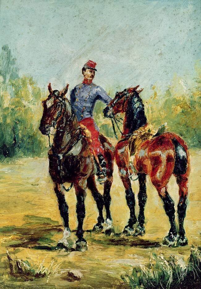 Deux chevaux et un palefrenier Henri de Toulouse-Lautrec