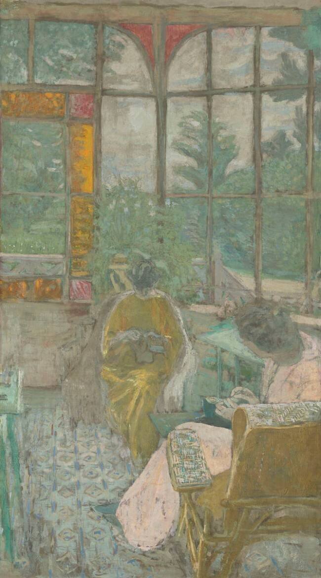 Deux femmes brodant sous une véranda Edouard Vuillard