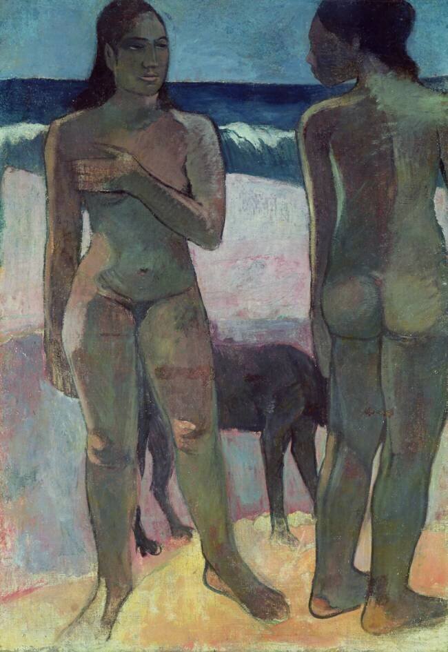 Deux femmes tahitiennes sur la plage Paul Gauguin