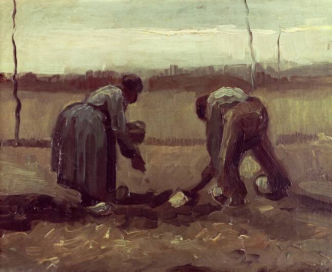Deux paysans plantant des pommes de terre Vincent van Gogh