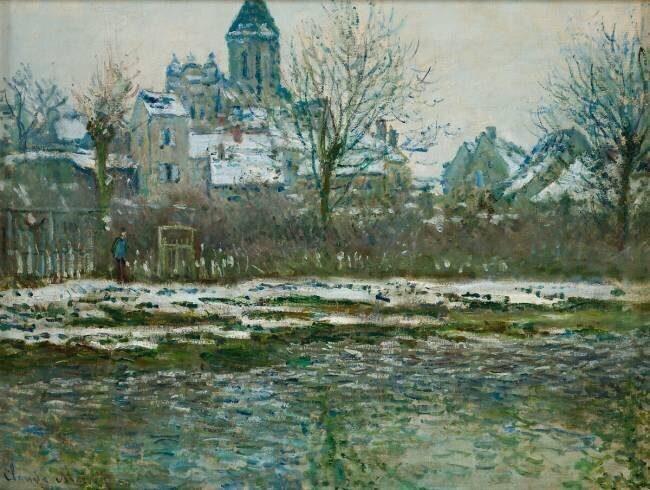 Effet de neige à Vétheuil ou Eglise de Vétheuil neige Claude Monet