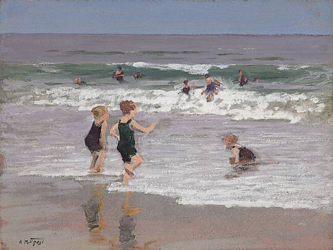 Enfants jouant dans les vagues Edward Henry Potthast