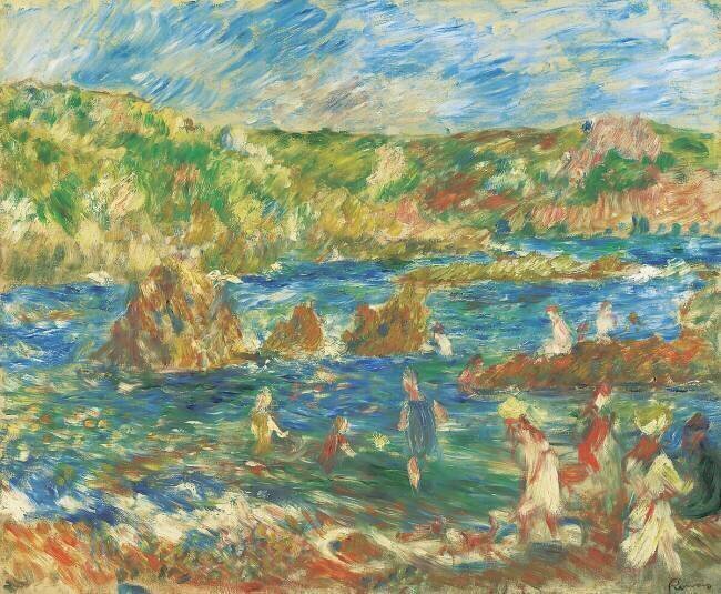 Enfants sur la plage Guernsey Auguste Renoir