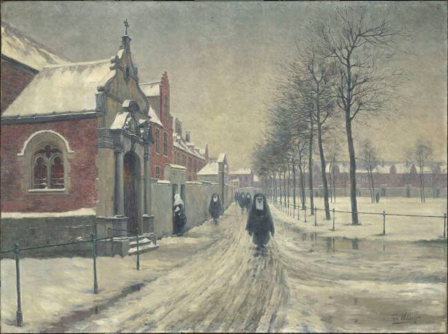 Entrée du béguinage à Gand (l'hiver) Ferdinand Willaert