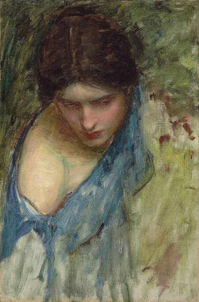 Nymphs Finding the Head of Orpheus: a sketch of the nymph at the left John William Waterhouse
