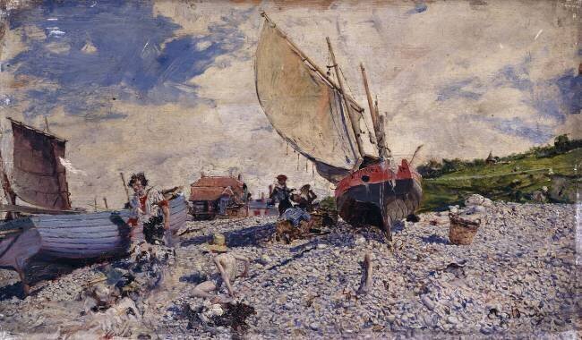 Etretat Beach North of Le Havre Giovanni Boldini