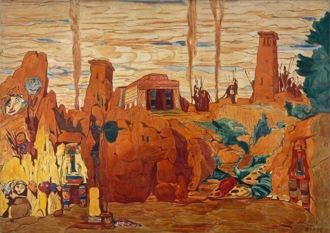 Etude de décor pour le 3ème acte d'Hélène de Sparte Léon Bakst