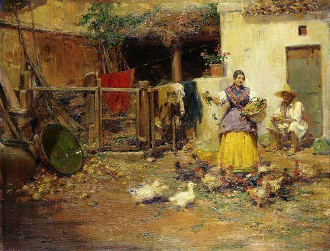 Nourrir les poules José Benlliure y Gil
