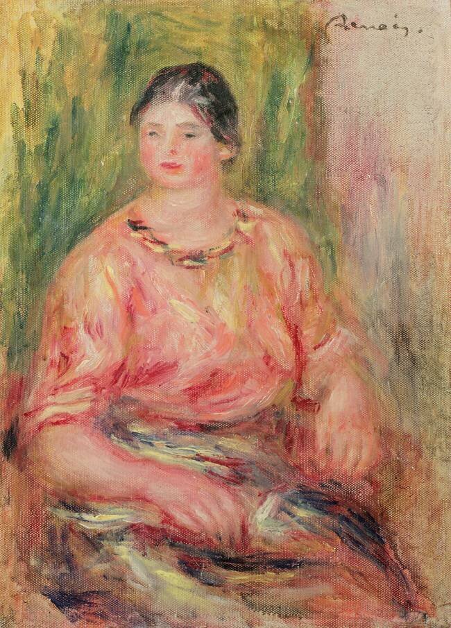 Femme avec un chemisier rose Auguste Renoir