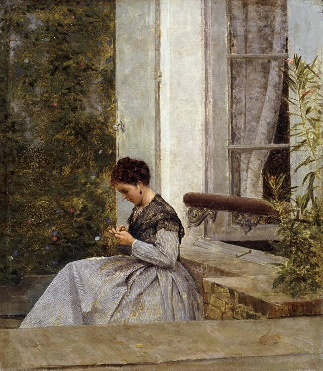 Femme crochetant Giuseppe de Nittis