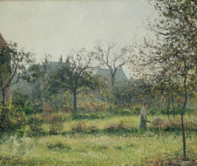 Femme dans un verger, matinée d'automne, jardin d'Eragny Camille Pissarro