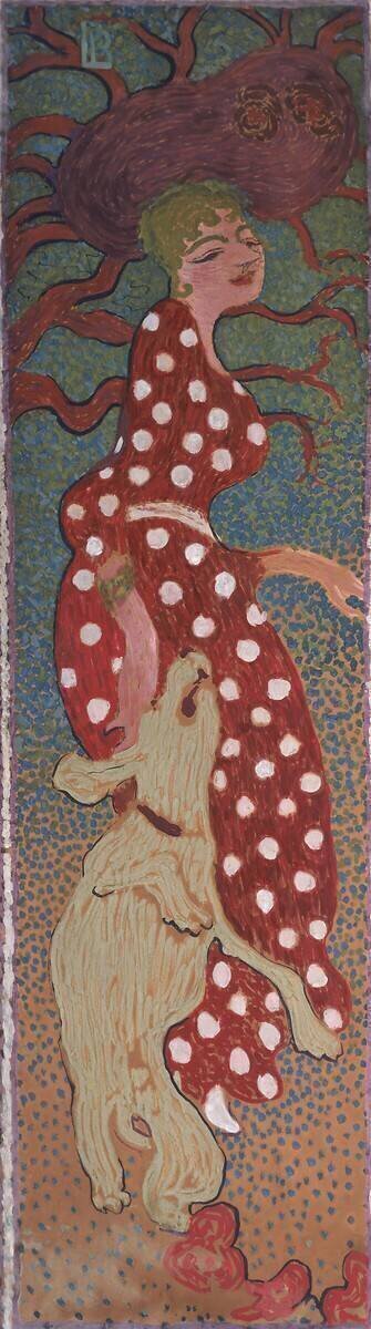 Femme dans une robe tachetée blanche Pierre Bonnard