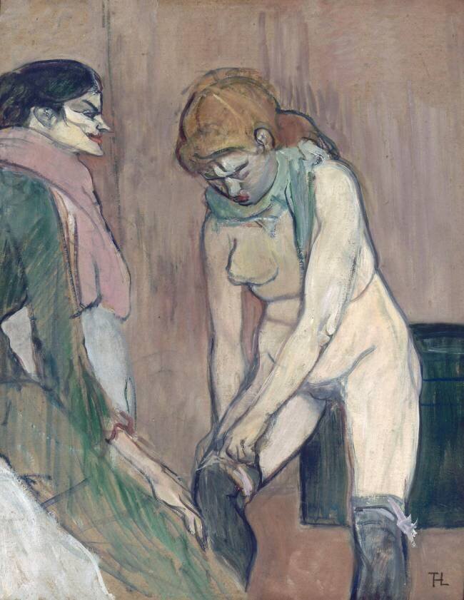 Femme tirant son bas ou Femme de maison Henri de Toulouse-Lautrec